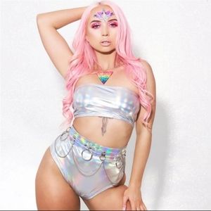 Holographic iridescent club wear